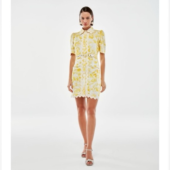 VESTIDO CURTO VERCELLI AMARELO Yellow Dress - Picture 1 of 10